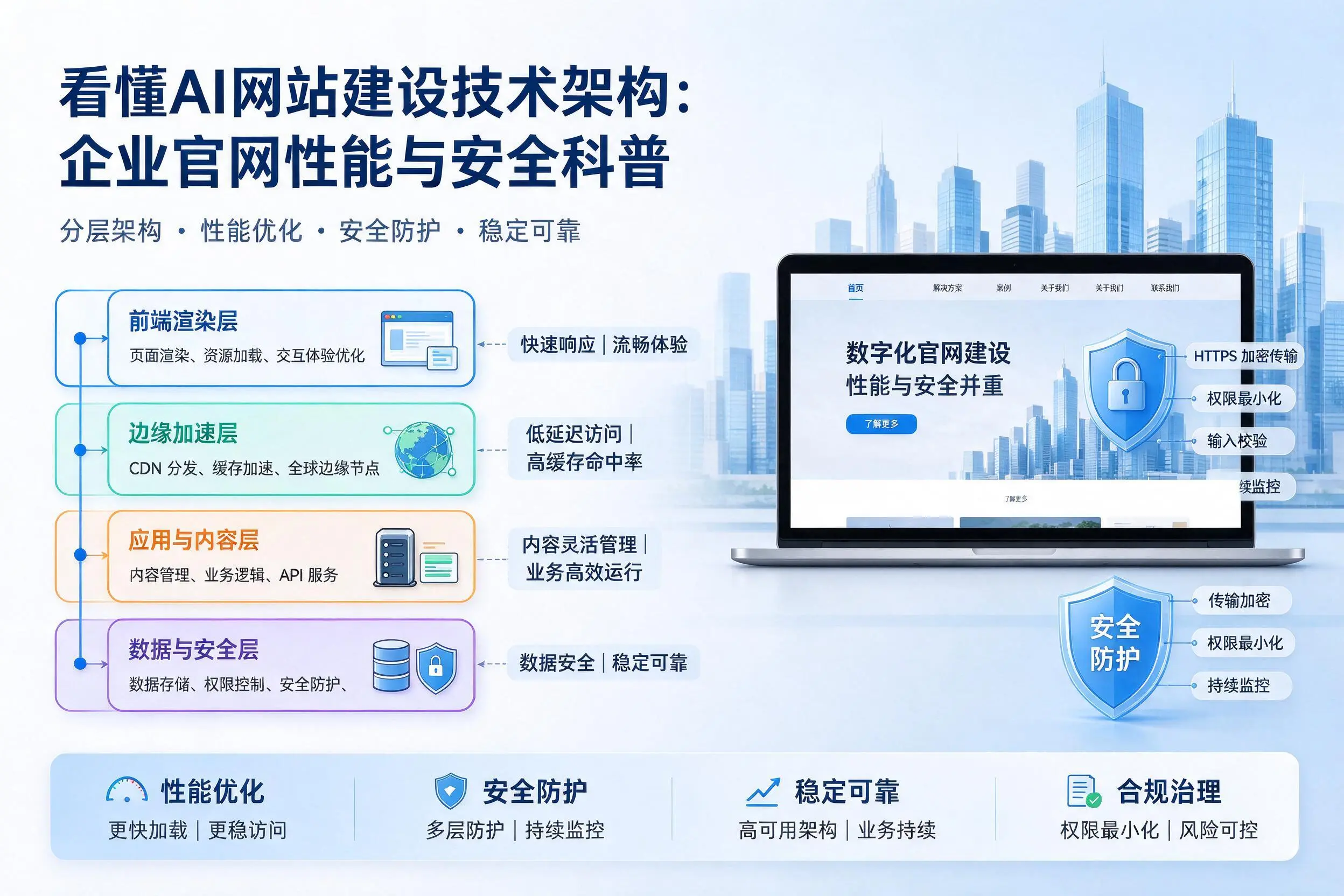 看懂AI网站建设技术架构：广州企业官网性能与安全科普