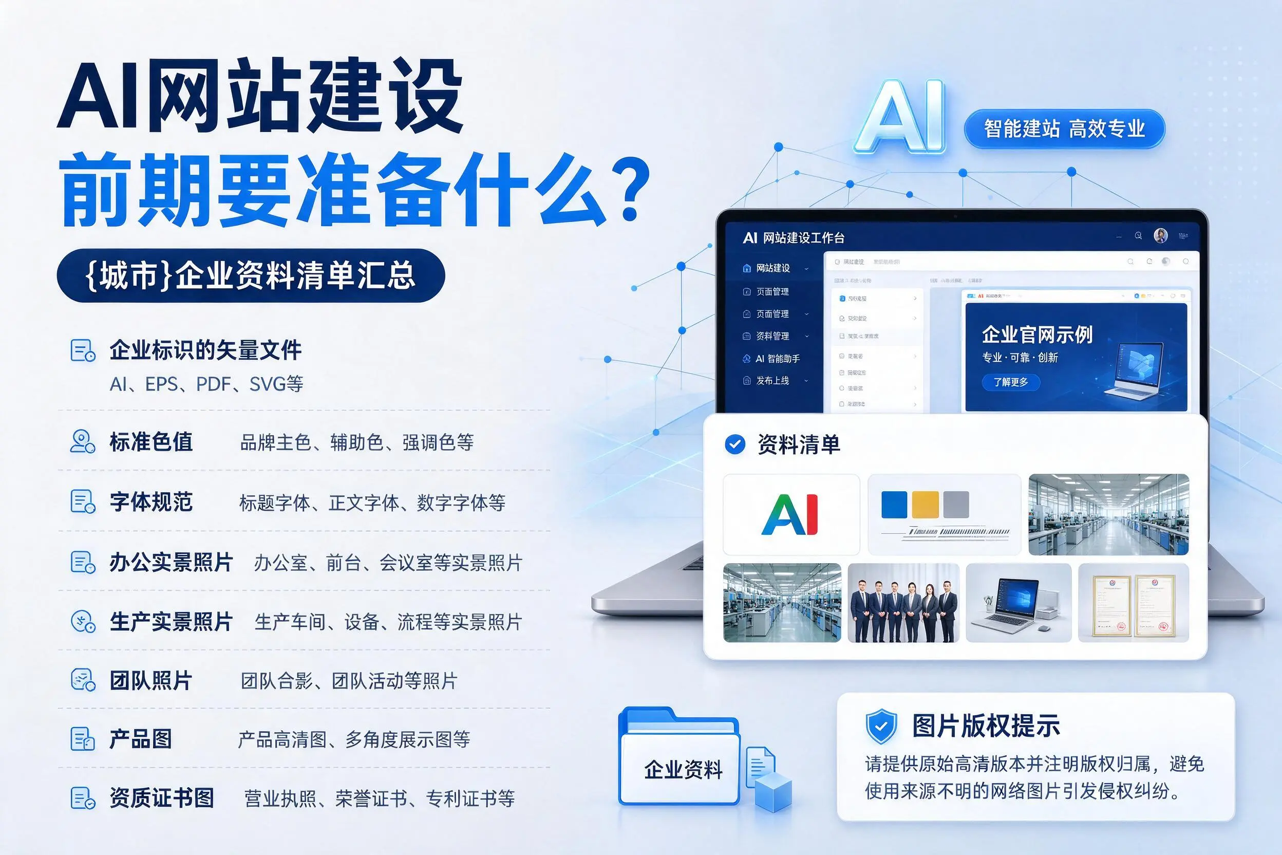 AI网站建设前期要准备什么？广州企业资料清单汇总