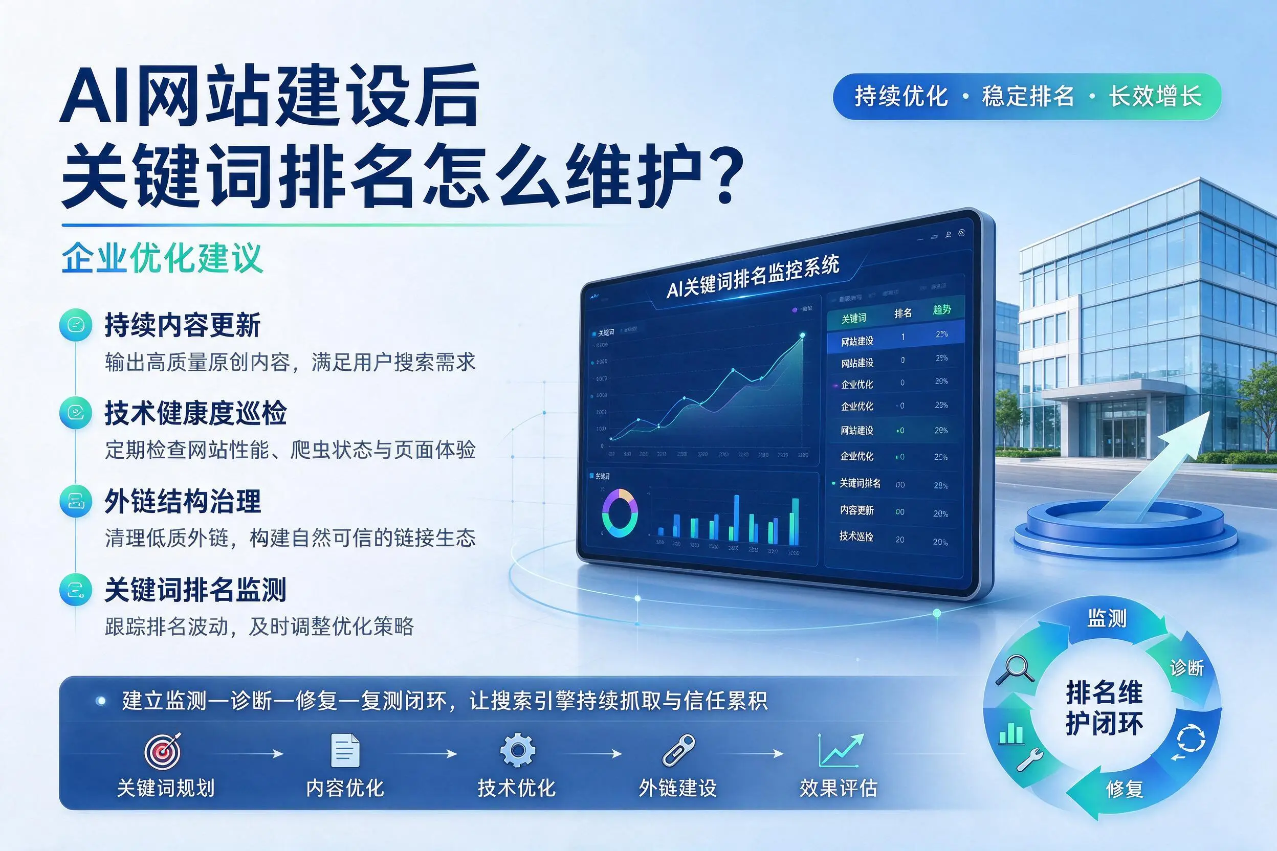AI网站建设后关键词排名怎么维护？广州企业优化建议