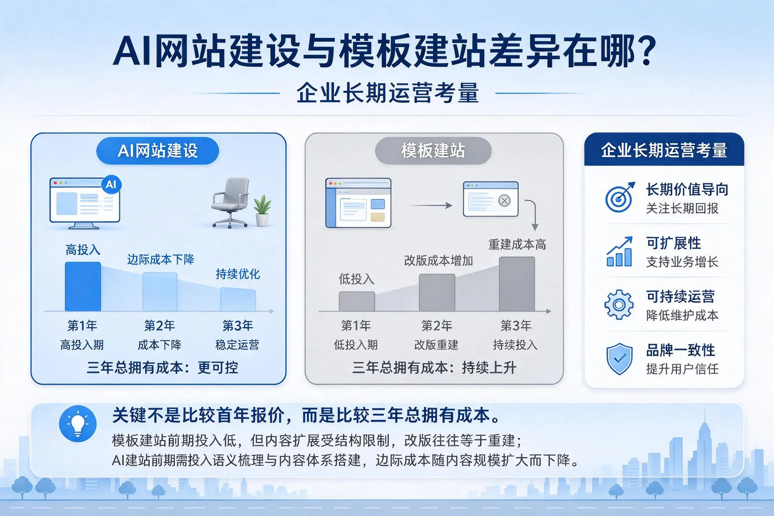 AI网站建设与模板建站差异在哪？广州企业长期运营考量