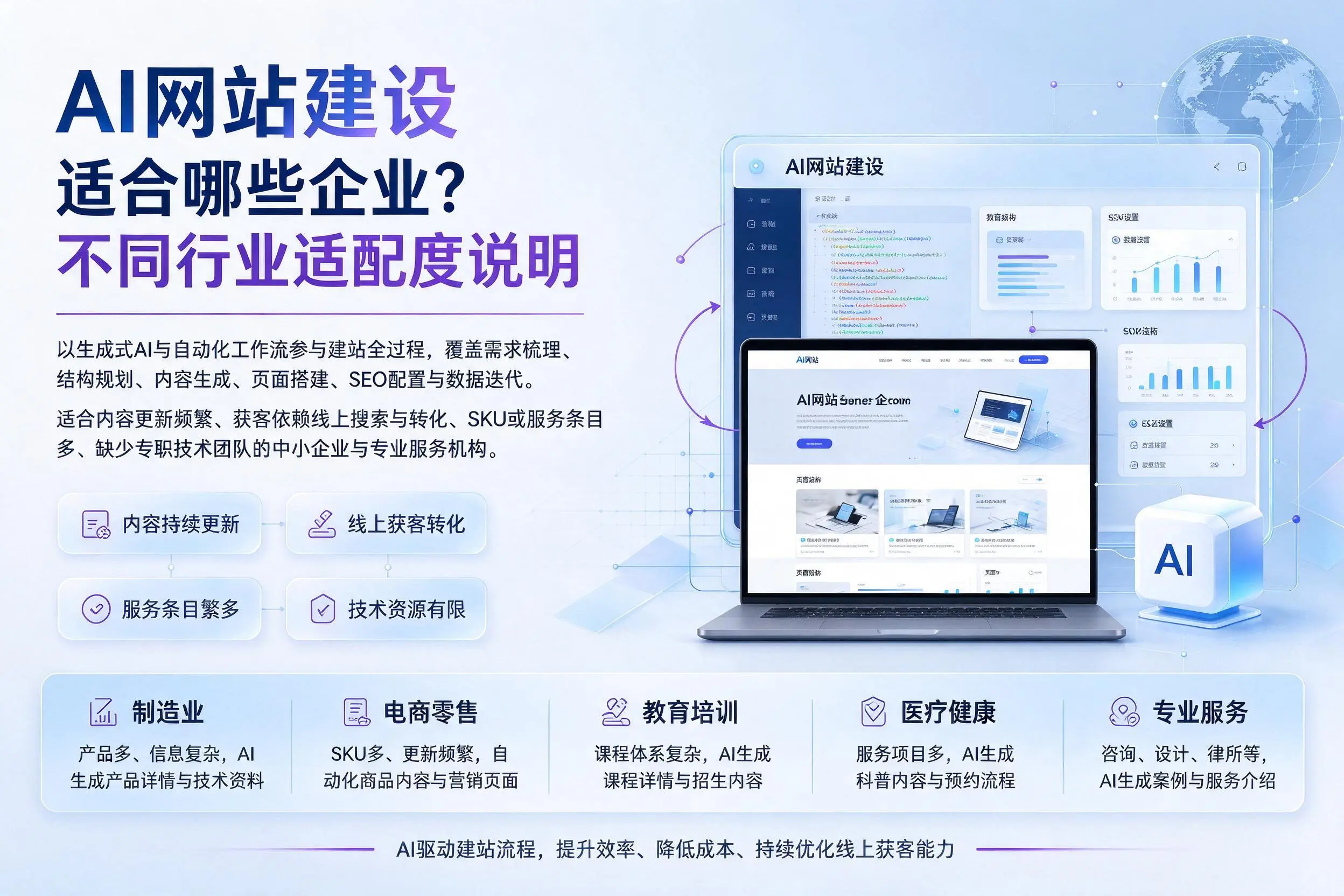 AI网站建设适合哪些企业？广州不同行业适配度说明